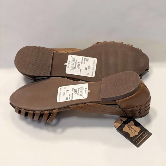 Crevo Sidney Sandals Women's 9 Huarache Flats Leather Chestnut Brown Narrow New - Picture 3 of 6